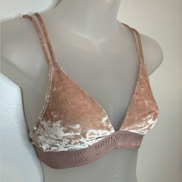 PINK Victoria’s Secret Pink Velvet Unlined Bralette Size XS - Picture 3 of 7